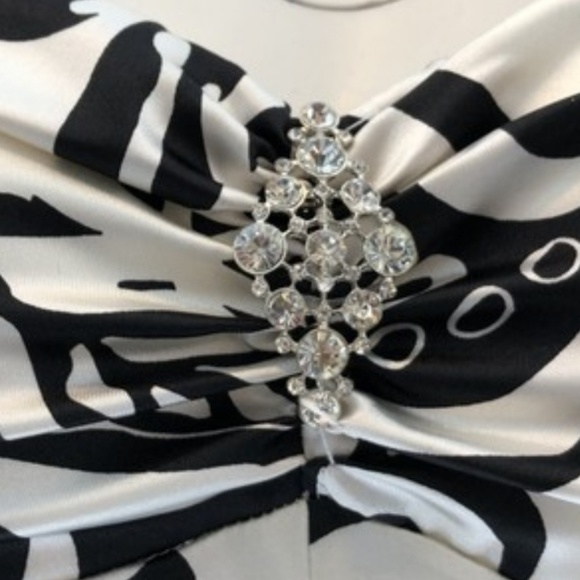 Worn Once Black and White Strapless Gown - Picture 3 of 6